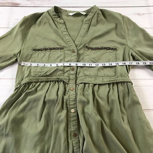 Zara Women Green Shirt Dress Medium - Picture 9 of 14